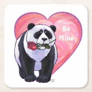 Dessous-de-verre Carré En Papier Panda Bear Saint Valentin