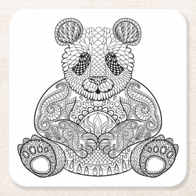 Dessous-de-verre Carré En Papier Panda tribal inspiré (Devant)