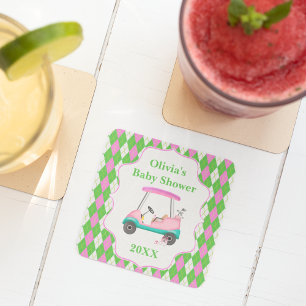 Dessous-de-verre Carré En Papier Panier De Golf Élégant Prêt Pour Le Baby shower