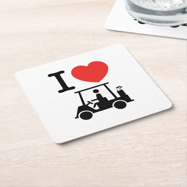 Dessous-de-verre Carré En Papier Panier de golf I Heart (Love) (Incliné)