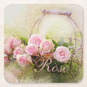 Dessous-de-verre Carré En Papier Panier rose