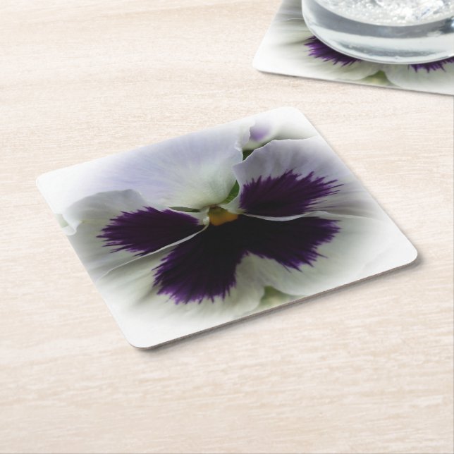 Dessous-de-verre Carré En Papier Pansement pourpre et blanc (Incliné)