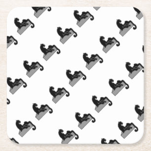 Dessous-de-verre Carré En Papier Panthère noire