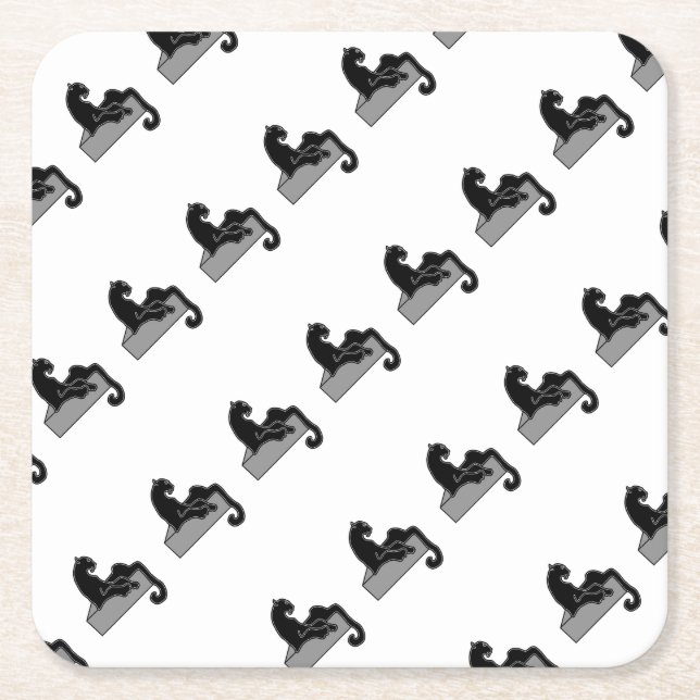 Dessous-de-verre Carré En Papier Panthère noire (Devant)