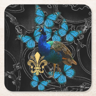Dessous-de-verre Carré En Papier Paon et papillons gothiques