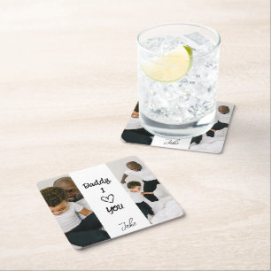 Dessous-de-verre Carré En Papier Papa, Je T'Aime   Dessous de verre papier personna