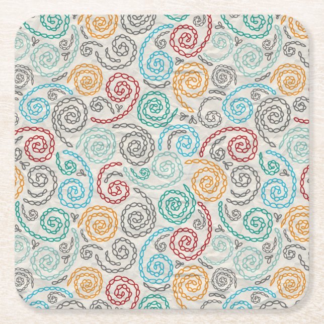 Dessous-de-verre Carré En Papier Papier fripé par fantaisie de broderie (Devant)