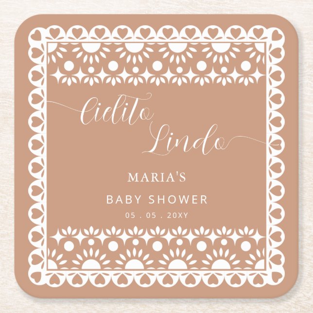 Dessous-de-verre Carré En Papier Papier mexicain PicadoCielito Lindo Baby shower (Devant)