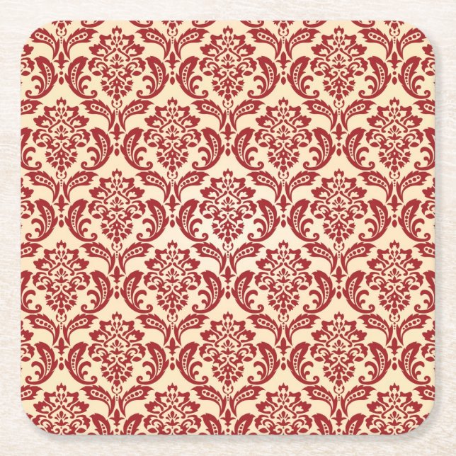 Dessous-de-verre Carré En Papier Papier peint de motif de damassé (Devant)