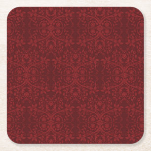 Dessous-de-verre Carré En Papier Papier peint floral rouge détaillé