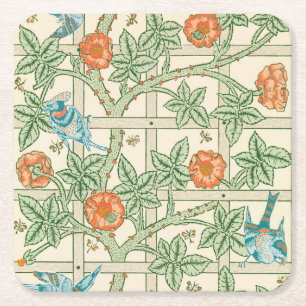 Dessous-de-verre Carré En Papier Papier peint victorien en treillis de William Morr