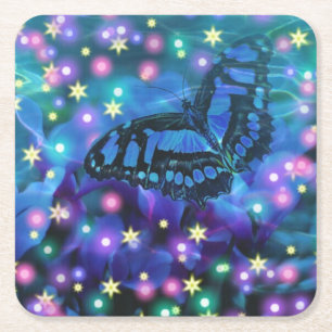 Dessous-de-verre Carré En Papier Papillon bleu magique
