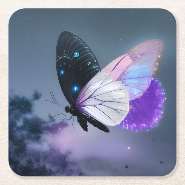 Dessous-de-verre Carré En Papier Papillon de nuit pourpre (Devant)
