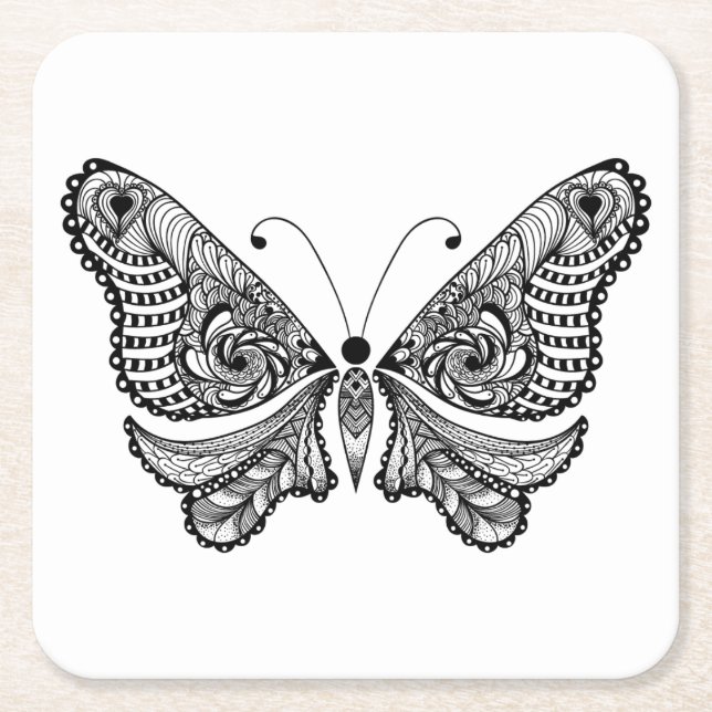 Dessous-de-verre Carré En Papier Papillon de style (Devant)