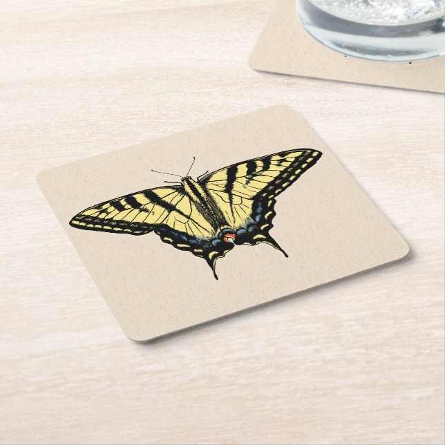 Dessous-de-verre Carré En Papier Papillon Southwestern jaune Swallowtail (Incliné)