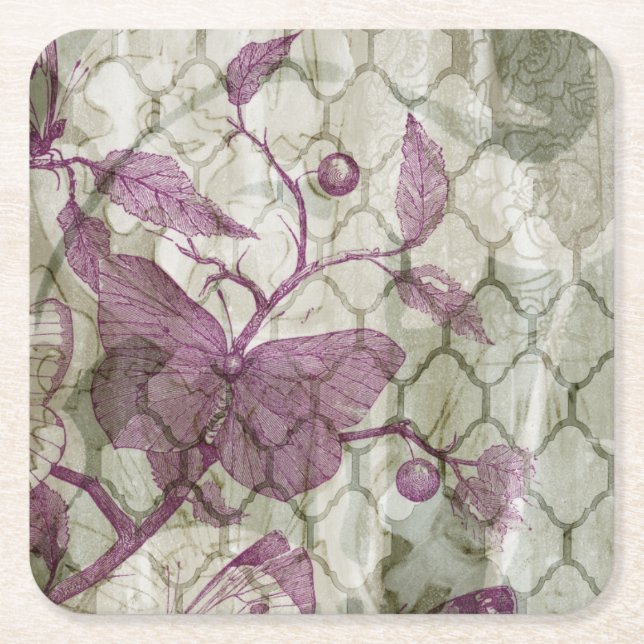 Dessous-de-verre Carré En Papier Papillons arabes III (Devant)