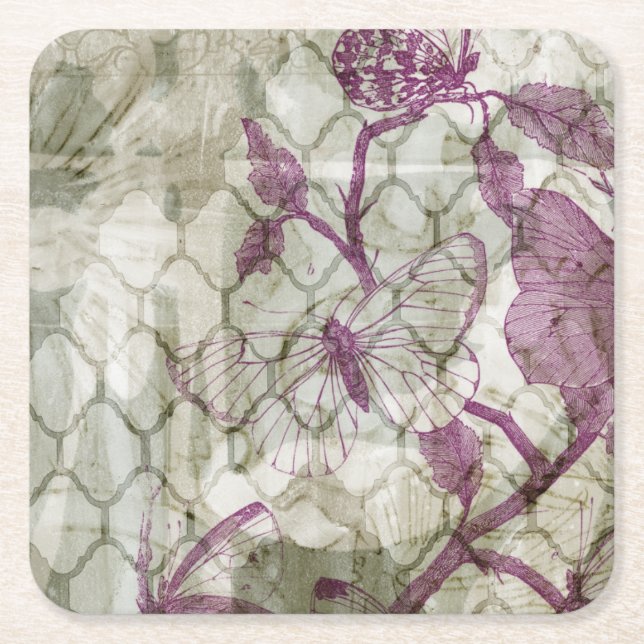 Dessous-de-verre Carré En Papier Papillons arabes IV (Devant)