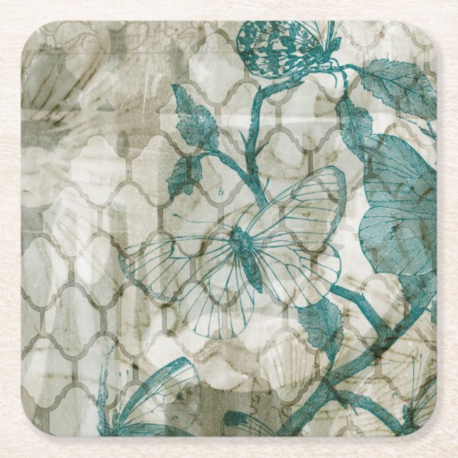 Dessous-de-verre Carré En Papier Papillons arabes VI (Devant)