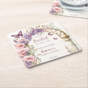 Dessous-de-verre Carré En Papier Papillons de jardin enchantés baby shower faveurs