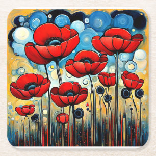 Dessous-de-verre Carré En Papier Papillons rouges géants 1
