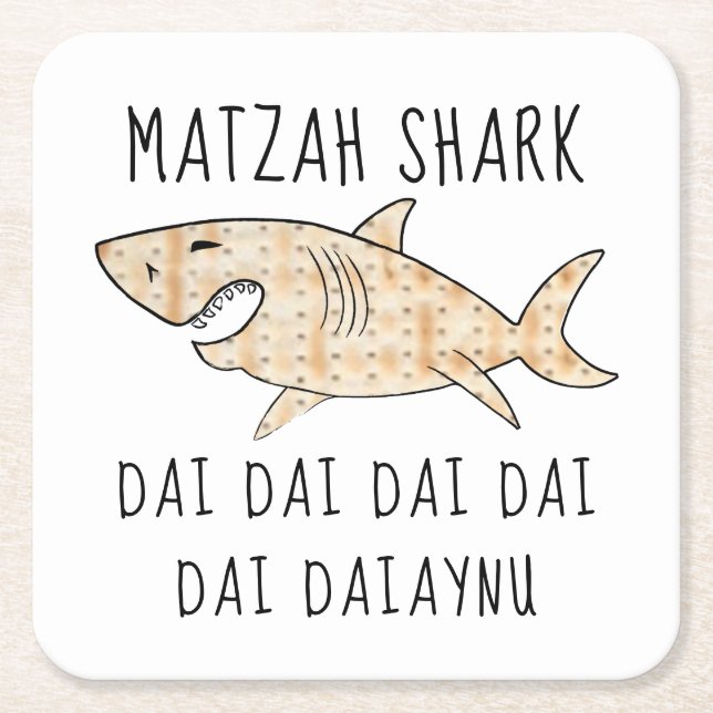 Dessous-de-verre Carré En Papier Pâque Daiaynu Matzah Requin (Devant)