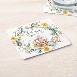Dessous-de-verre Carré En Papier Pâques croisées et florales