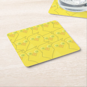 Dessous-de-verre Carré En Papier Pâques Poulets brillant Jaune Motif de dessin
