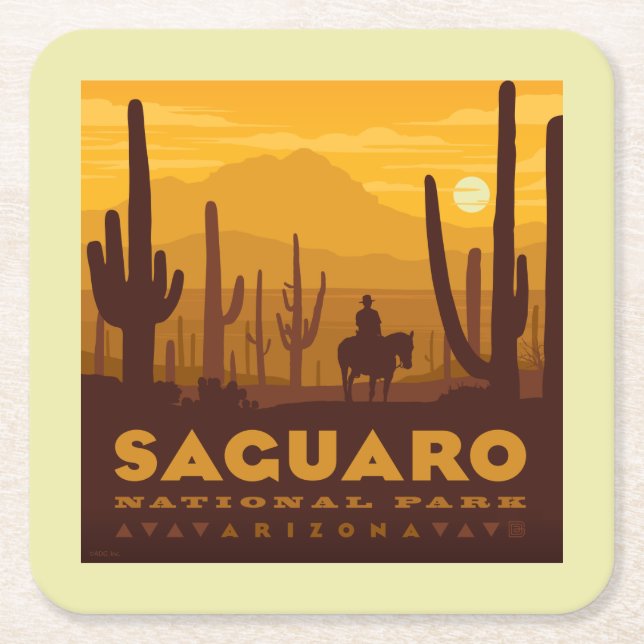 Dessous-de-verre Carré En Papier Parc national Carré du Saguaro | Arizona (Devant)