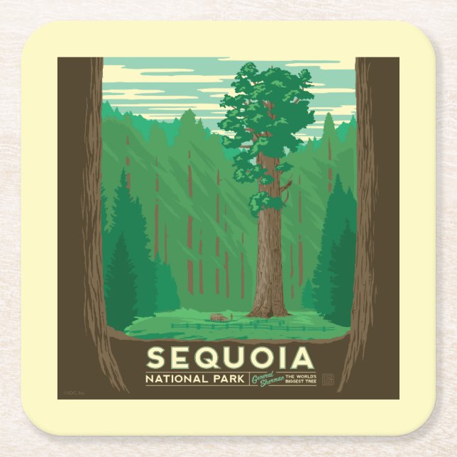 Dessous-de-verre Carré En Papier Parc national de Sequoia (Devant)