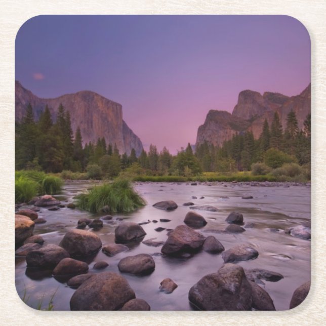 Dessous-de-verre Carré En Papier Parc national de Yosemite au crépuscule (Devant)