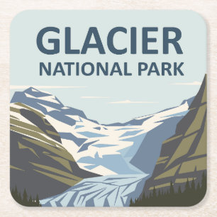 Dessous-de-verre Carré En Papier Parc national Glacier Art de voyage