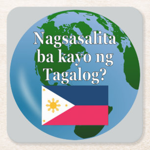 Dessous-de-verre Carré En Papier Parlez-vous le tagalog ? en tagalog. Drapeau et gl