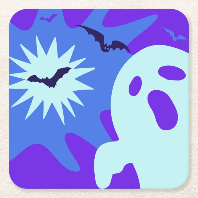 Dessous-de-verre Carré En Papier Parti d'Halloween Spooktaculaire rétro (Devant)