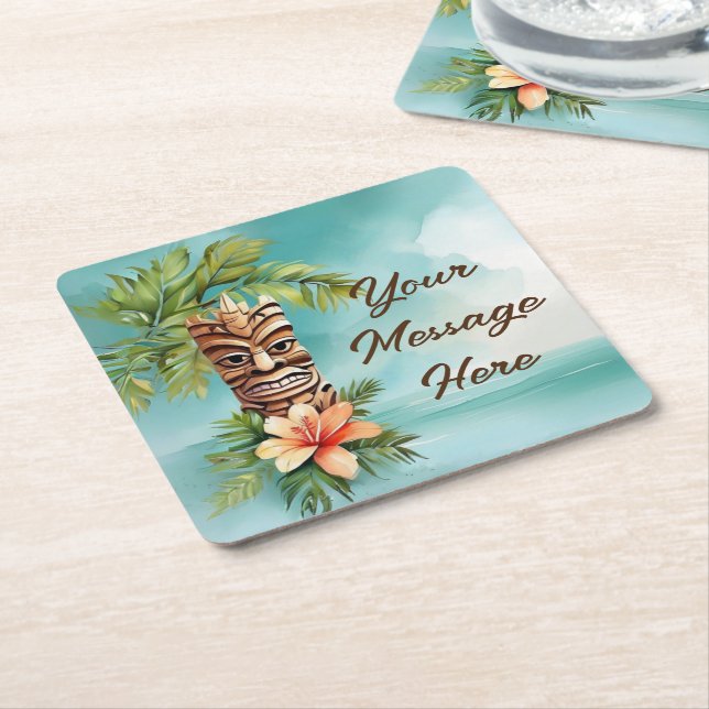 Dessous-de-verre Carré En Papier Parti Tropical Tiki (Incliné)