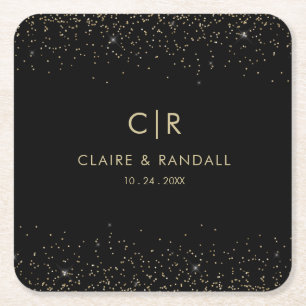 Dessous-de-verre Carré En Papier Parties scintillant d'or mariage élégant