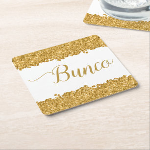Dessous-de-verre Carré En Papier Parties scintillant élégante Gold Girly Bunco Pa