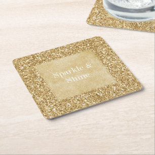 Dessous-de-verre Carré En Papier Parties scintillant Gold Glitz