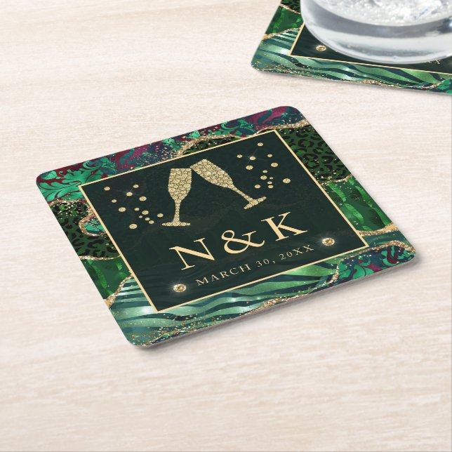 Dessous-de-verre Carré En Papier Parties scintillant Poster de animal de la jungle  (Incliné)