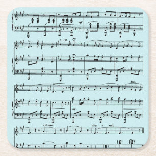 Dessous-de-verre Carré En Papier Partition de musique bleue
