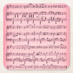 Dessous-de-verre Carré En Papier Partition de musique rose