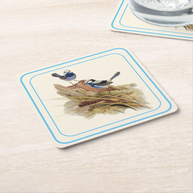 Dessous-de-verre Carré En Papier Paruline Turquoisine, (Incliné)