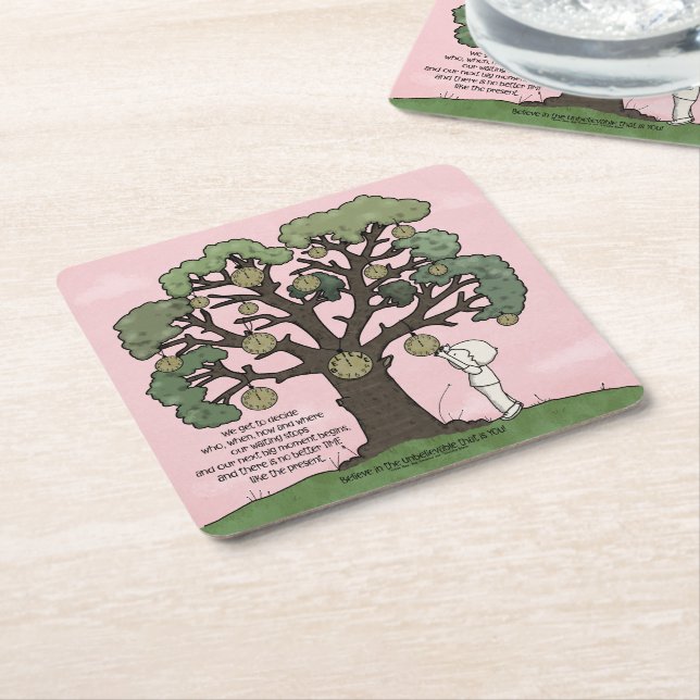 Dessous-de-verre Carré En Papier Pas de TEMPS comme le présent (Incliné)