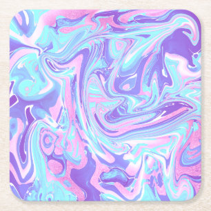 Dessous-de-verre Carré En Papier Pastel Blue & Purple Marble Texture liquide