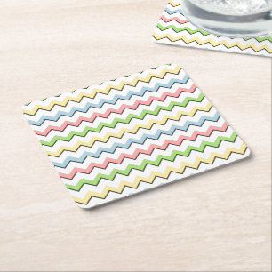 Dessous-de-verre Carré En Papier Pastel Chevron-Drop Shadow par Shirley Taylor