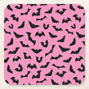 Dessous-de-verre Carré En Papier Pastel goth chauve-souris rose motif halloween