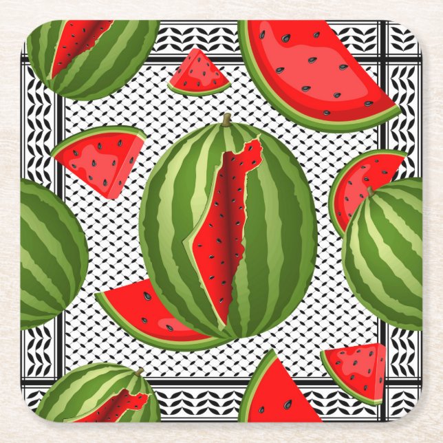 Dessous-de-verre Carré En Papier Pastèque Palestine - Slice (Devant)