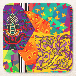 Dessous-de-verre Carré En Papier Patchwork indien turc festier Mandala