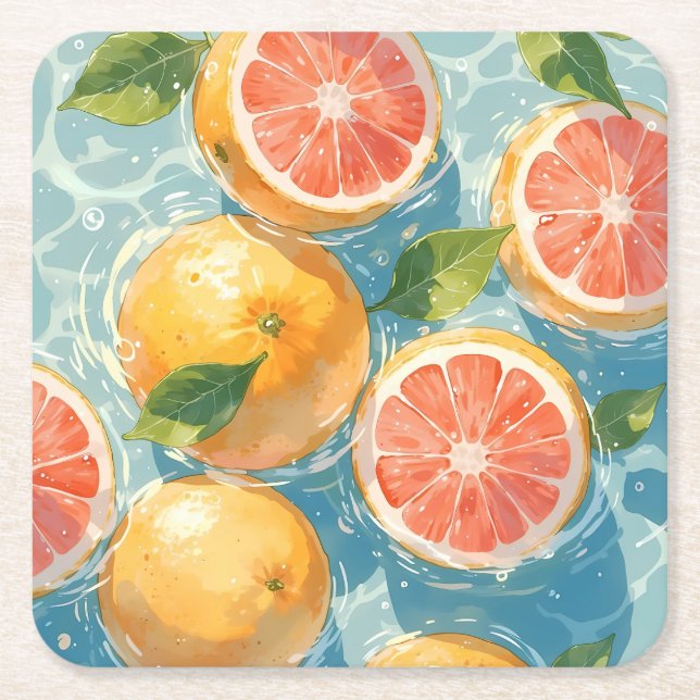 Dessous-de-verre Carré En Papier Pâte de pamplemousse (Devant)