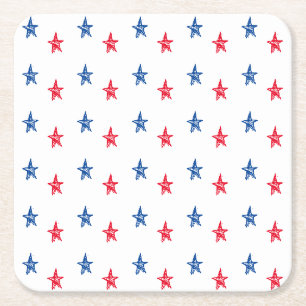 Dessous-de-verre Carré En Papier Patriotique rouge blanc bleu dessiné à la main éto