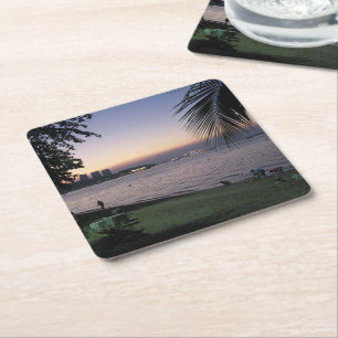 Dessous-de-verre Carré En Papier Pattaya Beach Sunset ... Chonburi, Thaïlande